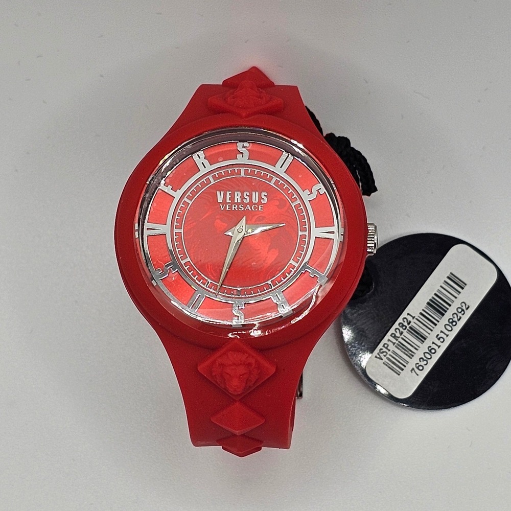 Versus Versace Fire Island Red Silicone Watch Womens VSP1R2821 39mm NEW